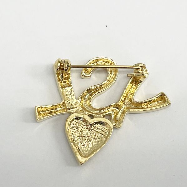 YVES SAINT LAURENT Vintage YSL Stone Heart Brooch GP Women's [Used B] 20230809