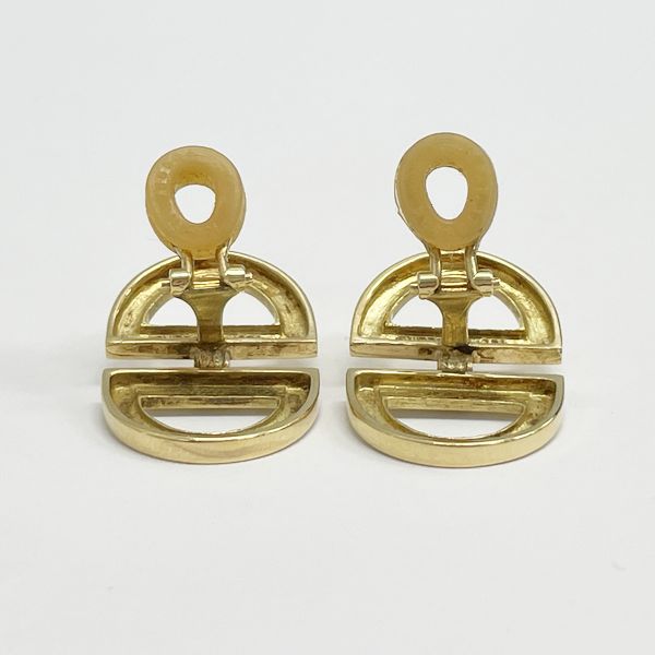 CELINE Logo Simple Vintage Earrings K18 Yellow Gold Women's [Used B] 20230809
