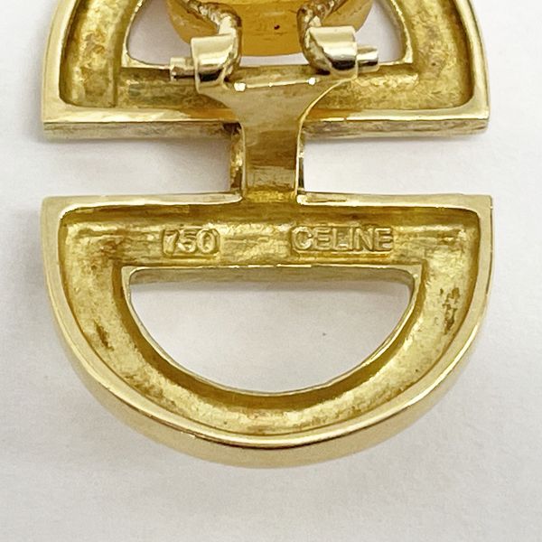 CELINE Logo Simple Vintage Earrings K18 Yellow Gold Women's [Used B] 20230809