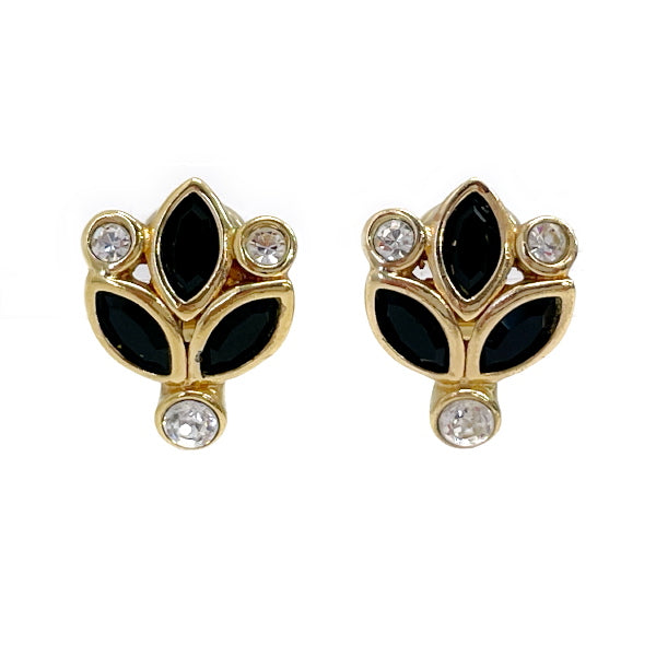 Christian Dior Vintage Leaf Motif Colored Stone Earrings GP Women's [Used B] 20230809
