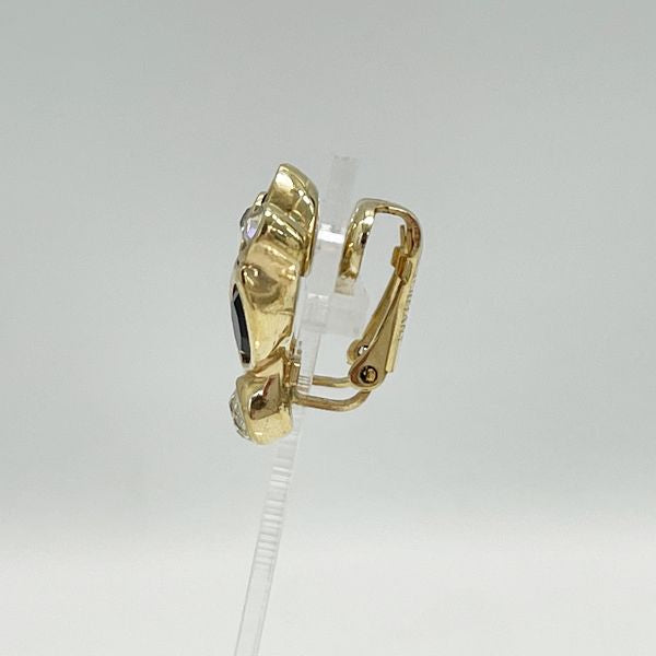 Christian Dior Vintage Leaf Motif Colored Stone Earrings GP Women's [Used B] 20230809
