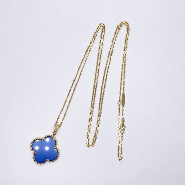 Van Cleef &amp; Arpels Magic Alhambra Blue Agate Double Chain VCARP6LA00 Necklace K18 Yellow Gold Women's [Used AB] 20230731