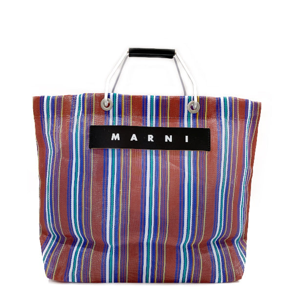 MARNI Market Stripe Mesh Leather Handle Tote Bag Nylon/Aluminum Women's [Used A] 20230818