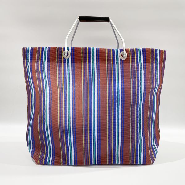 MARNI Market Stripe Mesh Leather Handle Tote Bag Nylon/Aluminum Women's [Used A] 20230818