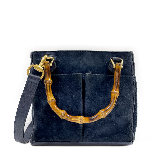 GUCCI Gucci Vintage Bamboo 2WAY Square Women's Handbag 000.123.0816 Navy [Used B/Standard] 20426705