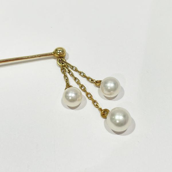 MIKIMOTO 3P Swing Pearl Pin Brooch Approx. 4.4mm to 5.2mm K18YG Women's Brooch Gold [Used AB/Slightly Used] 20427379