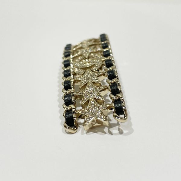 CHANEL Hair Clip Star Coco Mark Strass Chain Rope B23C Women's Barrette Gold x Black [Used A/Good Condition] 20427413