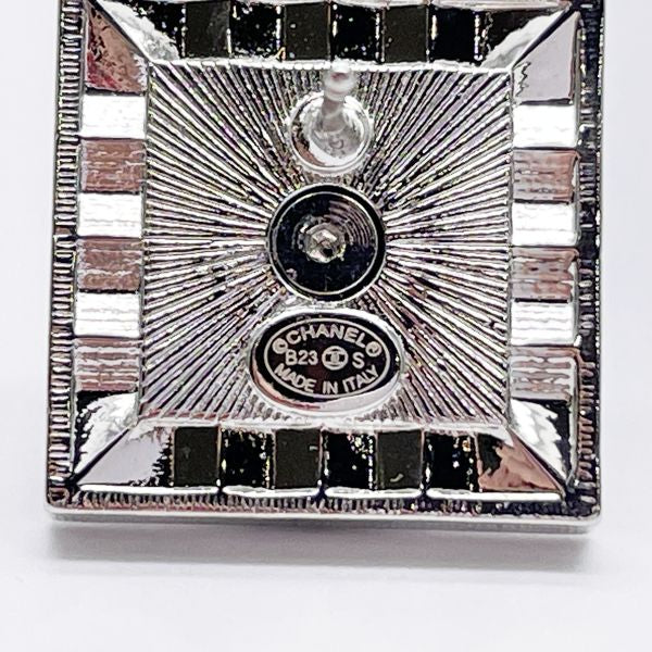 CHANEL Cocomark Square Fake Pearl B23S Metal Rhinestone Women's Earrings Silver [Used AB/Slightly Used] 20427441