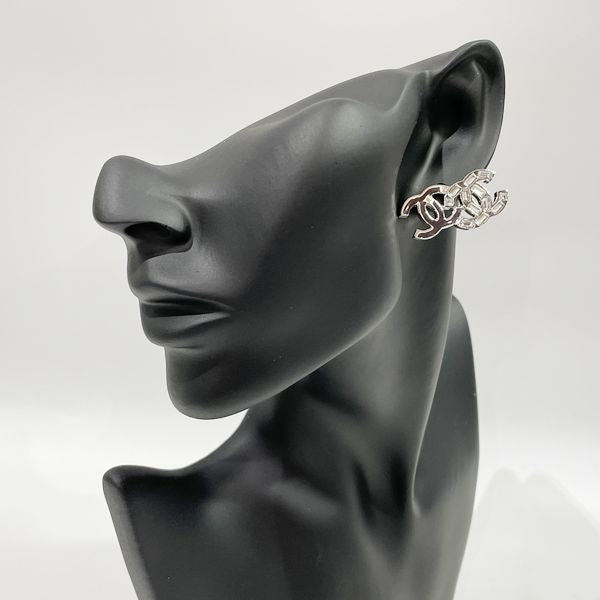 CHANEL Cocomark Asymmetric B22P Earrings Metal/Rhinestone Women's [Used AB] 20230919