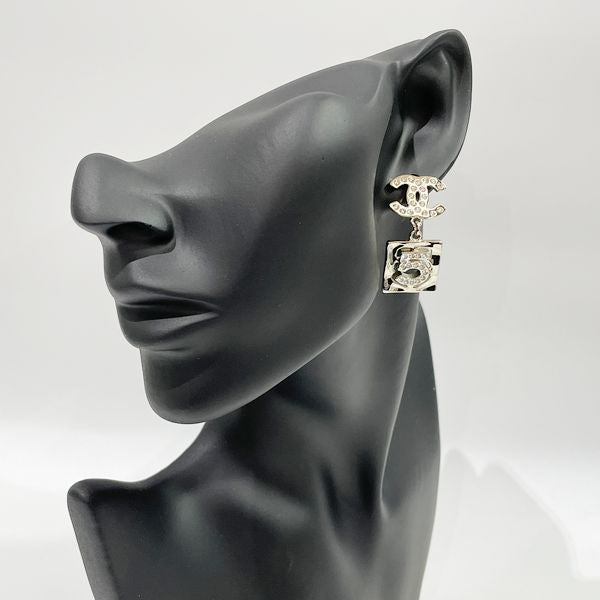 CHANEL Cocomark NO.5 Swing B22S Earrings GP/Rhinestone Women's [Used AB] 20230919