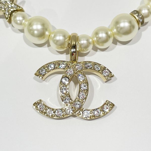 CHANEL Cocomark Star Rhinestone C23A Necklace GP/Fake Pearl Women's [Used A] 20230908