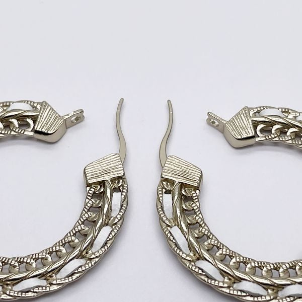 CHANEL Coco Mark Chain Hook B22S GP Rhinestone Women's Earrings Gold x White [Used B/Standard] 20427447