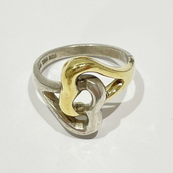 TIFFANY&amp;Co. Tiffany Double Heart Combination Silver 925 K18YG Women's Ring No. 14.5 [Used B/Standard] 20427648