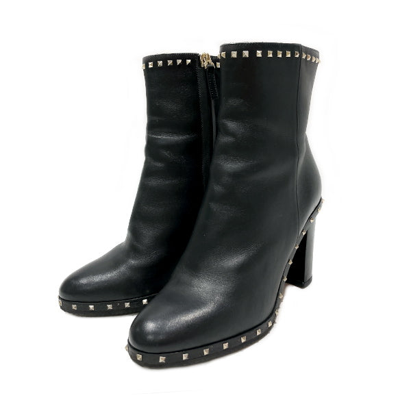 Valentino Garavani Rockstud Side Zip Short 37 Women's Boots Black [Used B/Standard] 20427838