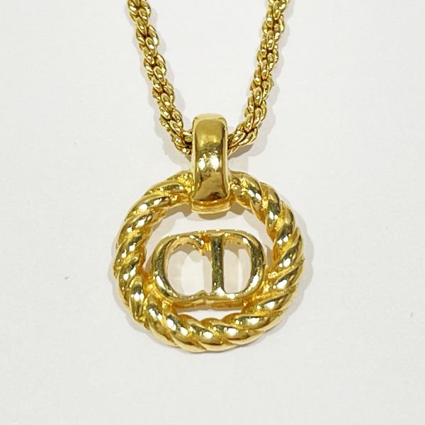 Christian Dior Vintage CD Logo Twist Round GP Women's Necklace Gold [Used AB/Slightly Used] 20428093