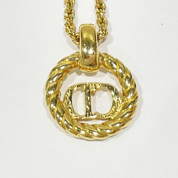 Christian Dior Vintage CD Logo Twist Round GP Women's Necklace Gold [Used AB/Slightly Used] 20428093