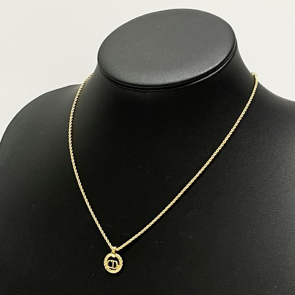 Christian Dior Vintage CD Logo Twist Round GP Women's Necklace Gold [Used AB/Slightly Used] 20428093