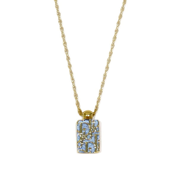 Christian Dior Vintage Trotter Plate GP Rhinestone Women's Necklace Gold x Blue [Used B/Standard] 20428094