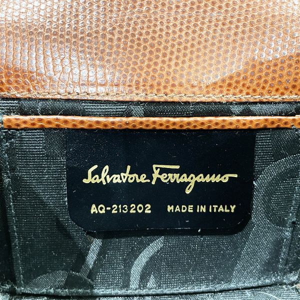 Used AB Slightly used Salvatore Ferragamo Vintage Rose Embossed