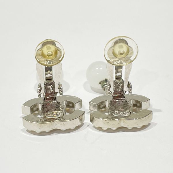 CHANEL Cocomark Swing Colored Stone 06V Metal Fake Pearl Women's Earrings Silver [Used AB/Slightly Used] 20428459