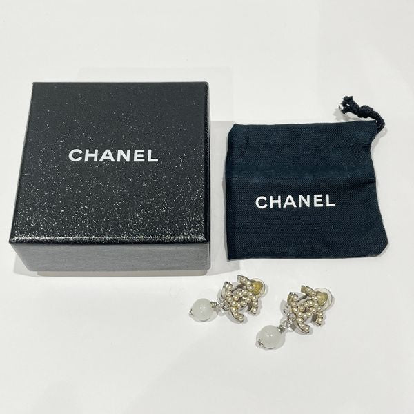 CHANEL Cocomark Swing Colored Stone 06V Metal Fake Pearl Women's Earrings Silver [Used AB/Slightly Used] 20428459