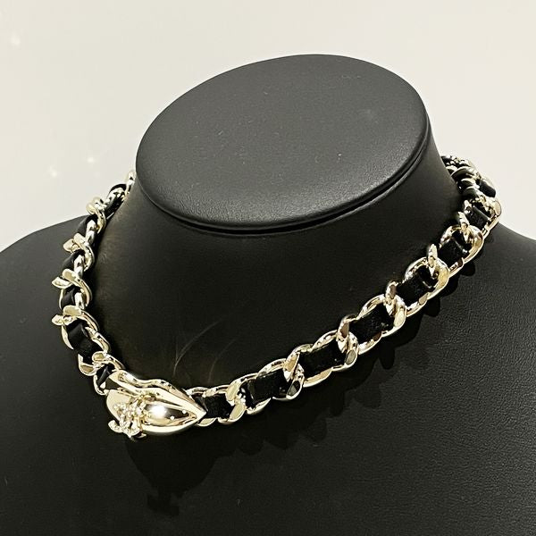chanel leather choker necklace