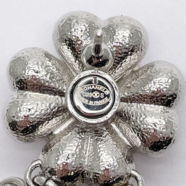 CHANEL Cocomark Star Clover Heart Drop C23S Metal Rhinestone Women's Earrings Silver [Used AB/Slightly Used] 20428567