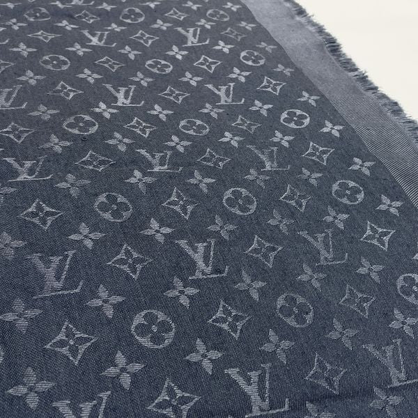 LOUIS VUITTON Louis Vuitton Shawl Monogram Large Fringe Unisex Stole M76876 Gray [Used B/Standard] 20428635