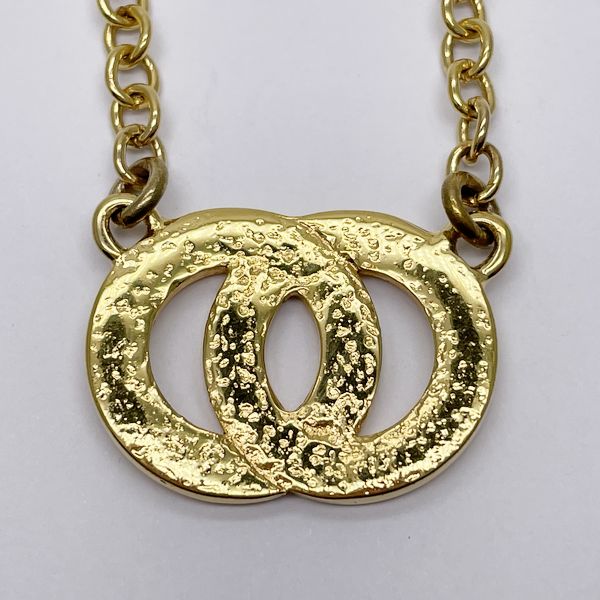 CELINE Double Circle Logo Vintage Necklace GP Women's [Used B] 20230920