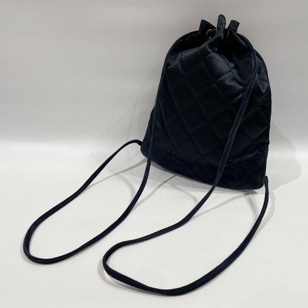 CHANEL Matelasse Logo Mini Drawstring SV Hardware Vintage Backpack/Daypack Satin/Suede Women's [Used AB] 20230920