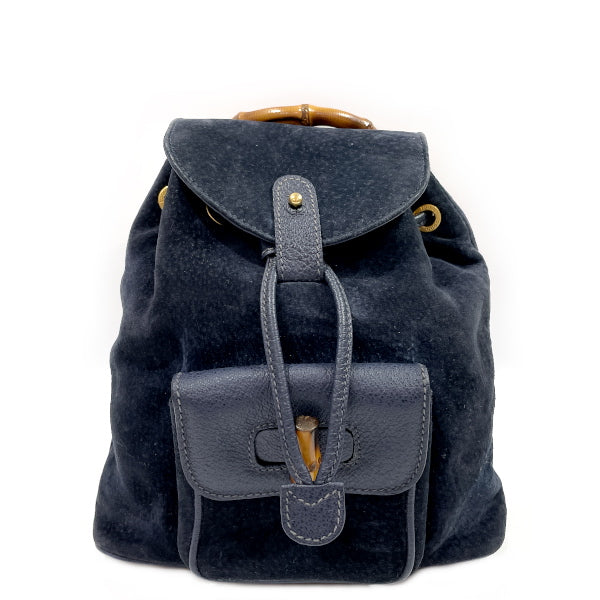GUCCI Gucci Vintage Bamboo Mini Women's Backpack/Daypack 003.1956.0030 Navy [Used B/Standard] 20430045