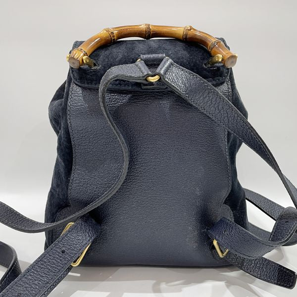 GUCCI Gucci Vintage Bamboo Mini Women's Backpack/Daypack 003.1956.0030 Navy [Used B/Standard] 20430045