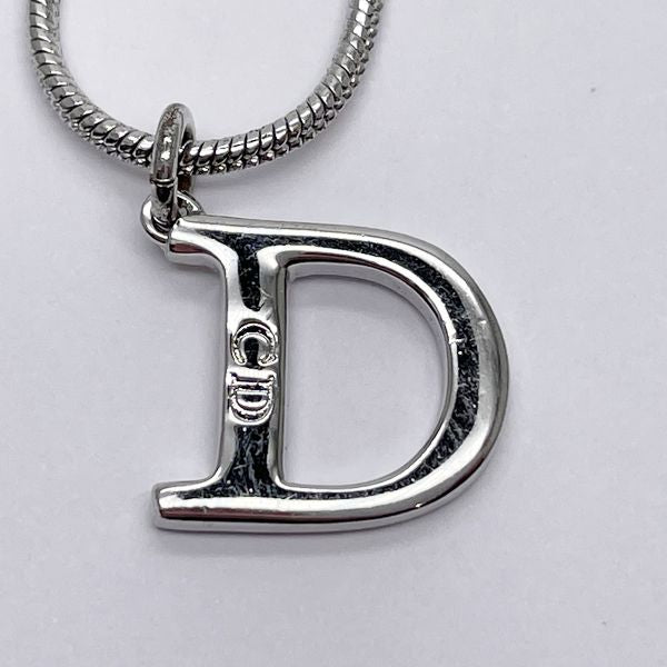 Christian Dior Vintage D Logo Metal Women's Necklace Silver [Used B/Standard] 20431050
