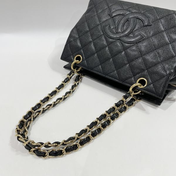 Pre-loved Matelasse Grand Shopping Gst Chain Shoulder Bag Chain Tote Bag  Caviar Skin Black Silver Hardware