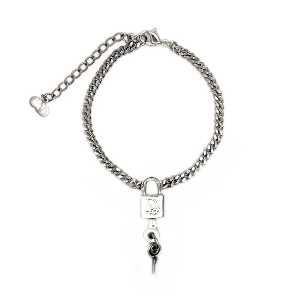 Christian Dior Vintage Logo Cadena Key Chain Metal Women's Bracelet Silver [Used B/Standard] 20431054