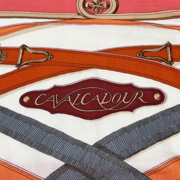 HERMES Carrege en Carre 140 CAVALCADOUR 女士披肩 粉色 [二手 B/标准] 20431055