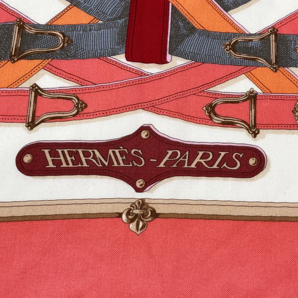 HERMES Carre 140 CAVALCADOUR Women's Stole Pink [Used B/Standard] 20431055