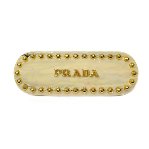 PRADA Valletta Prada Plex Marble Studs 7cm x 2.5cm Hair Accessory Plastic/Metal Women's [Used A] 20231209