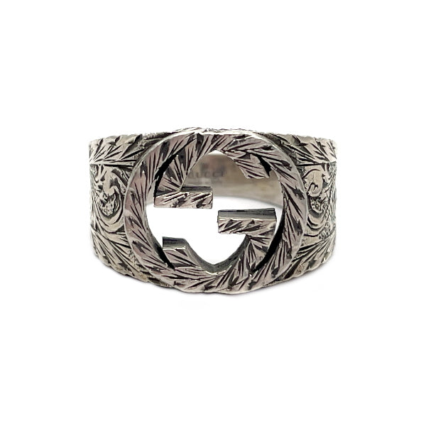 GUCCI Gucci Interlocking G Arabesque 19 Silver 925 Men's Ring No. 18 [Used B/Standard] 20431058