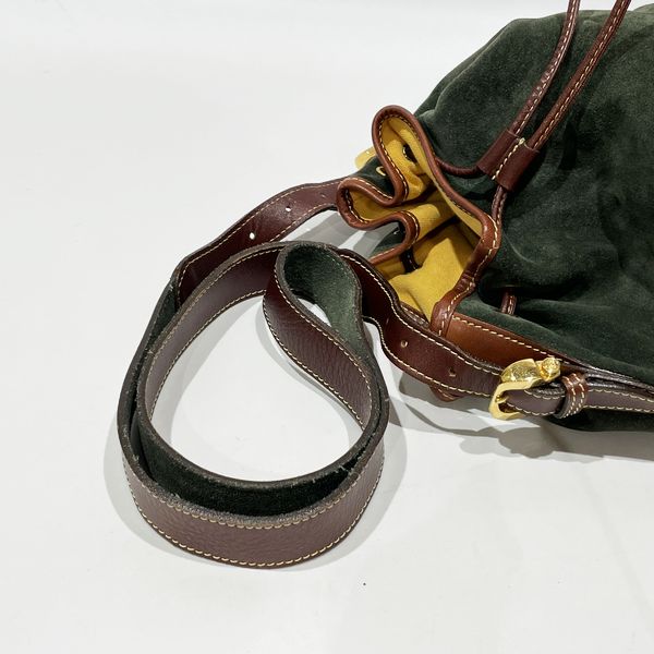 LOEWE Vintage Anagram Drawstring Crossbody Ladies Shoulder Bag Brown x Moss Green [Used B/Standard] 20431099