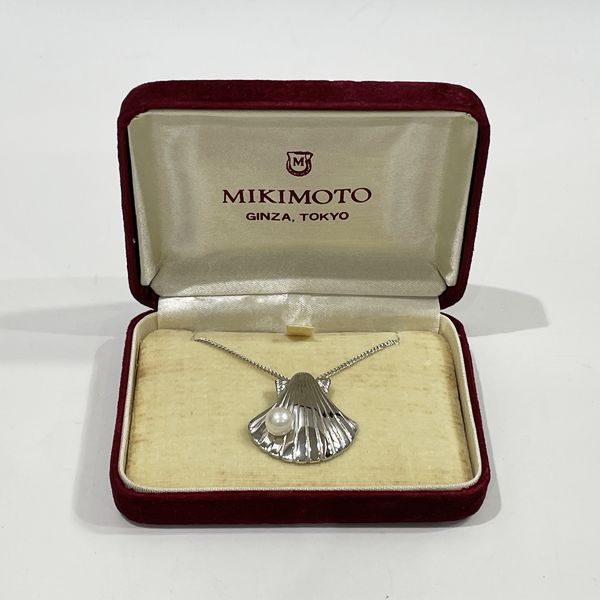 MIKIMOTO 贝壳图案单颗珍珠约 7mm 银色女士项链 [二手 AB/轻微二手] 20431103