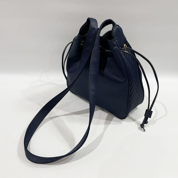 YVES SAINT LAURENT Yves Saint Laurent Vintage YSL Logo Drawstring Crossbody Women's Shoulder Bag Navy [Used A/Good Condition] 20431156