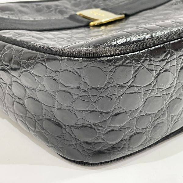 Salvatore Ferragamo Vintage Vara Embossed Crossbody Ladies Shoulder Bag Black [Used B/Standard] 20431168