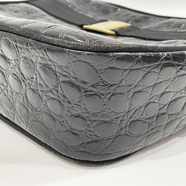 Salvatore Ferragamo Vintage Vara Embossed Crossbody Ladies Shoulder Bag Black [Used B/Standard] 20431168