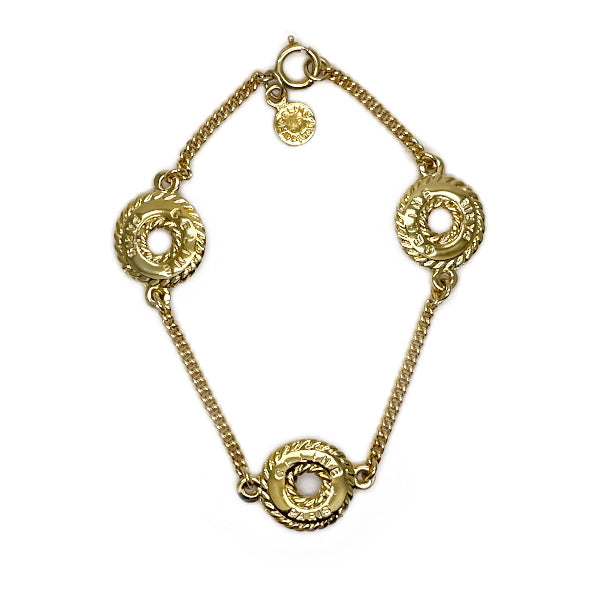 CELINE Vintage Open Circle Logo Twist Chain GP Women's Bracelet Gold [Used AB/Slightly Used] 20431175