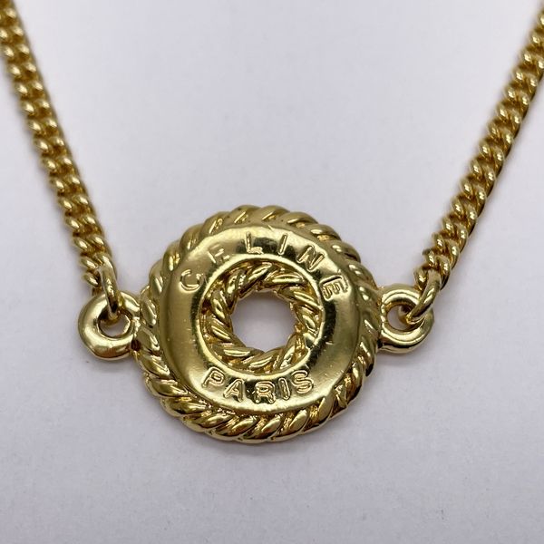 CELINE Vintage Open Circle Logo Twist Chain GP Women's Bracelet Gold [Used AB/Slightly Used] 20431175