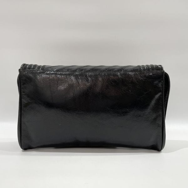 FENDI Vintage FF Logo Embroidery Push Lock Shoulder Bag Women's Shoulder Bag Black [Used B/Standard] 20431176