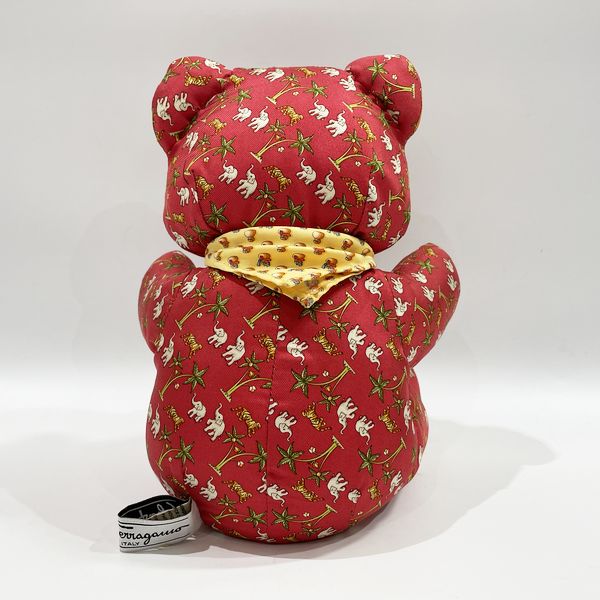 Salvatore Ferragamo Gancini Animal Pattern Bear Interior Ladies Plush Toy Red [Used AB/Slightly Used] 20431187