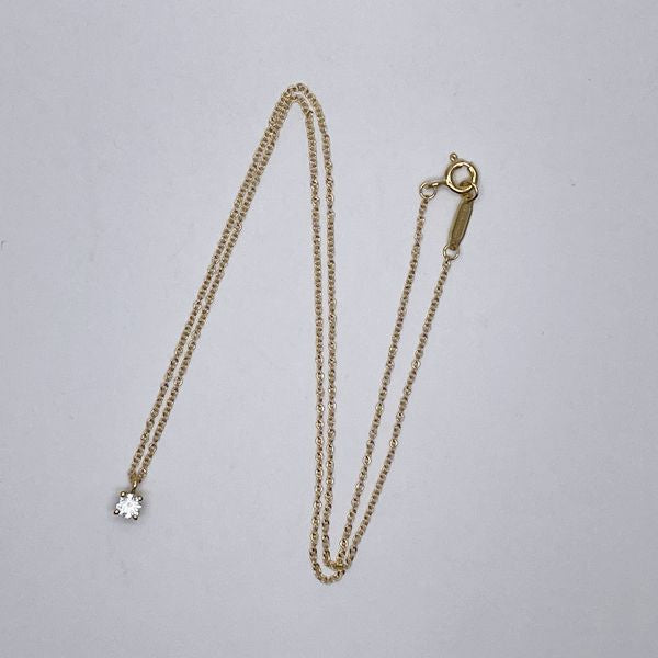 TIFFANY&amp;Co. Tiffany Solitaire 1P Approx. 0.4mm K18YG Diamond Women's Necklace Gold [Used AB/Slightly Used] 20431527