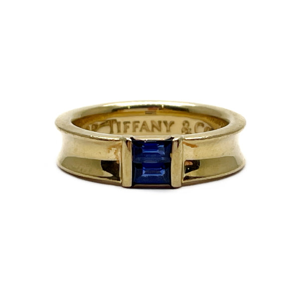 TIFFANY&amp;Co. 堆叠 2 点长方形切割蓝宝石 7 号戒指 K18 黄金 女士腕表 [二手 B] 20231004